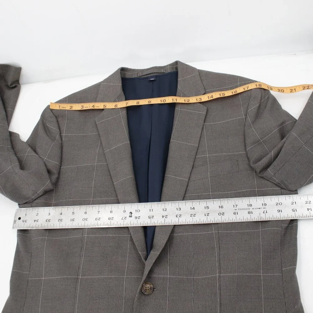 J Crew Sport Coat Mens 42R Thompson Cotton Windowpane Plaid‎ Single Breasted